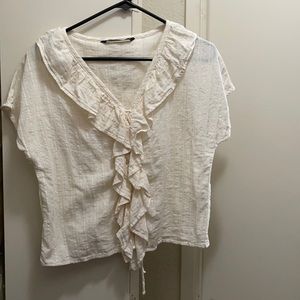Zara Ruffles Ivory Blouse Size S